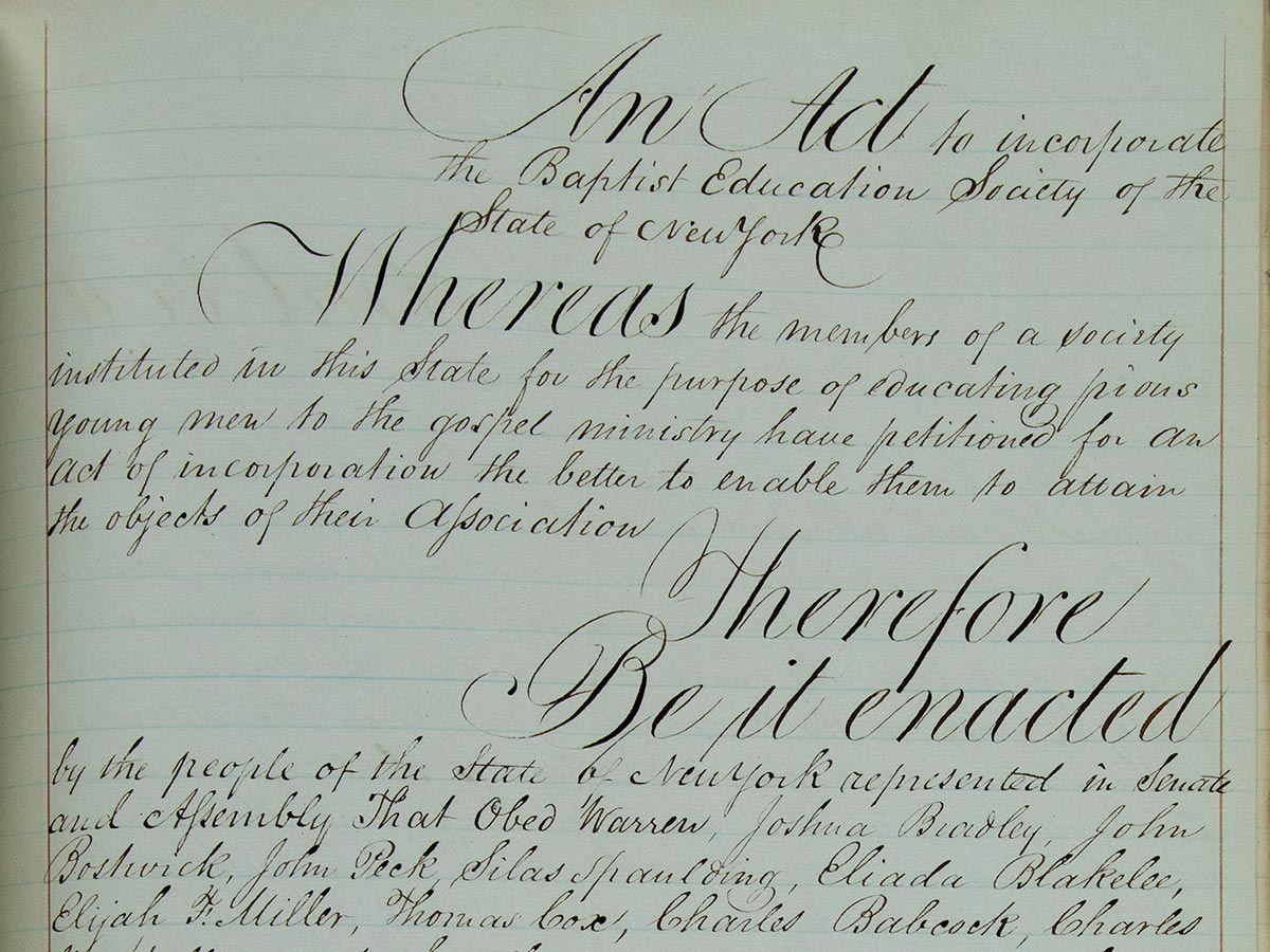 A scan of the opening lines of the institution’s original charter